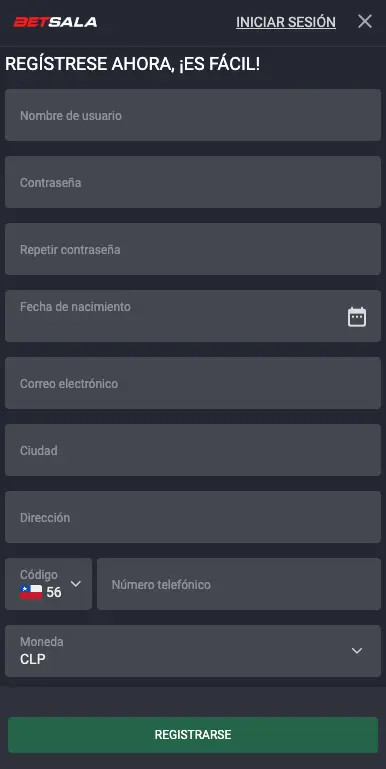 Betsala11 Chile Registro