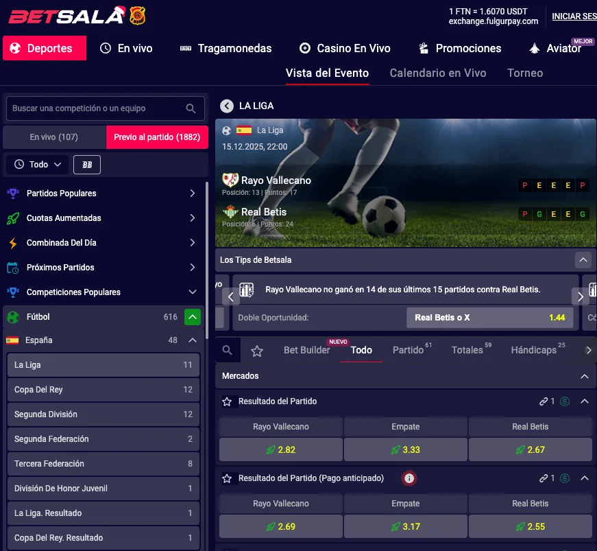 Mercados de Apuestas en Betsala